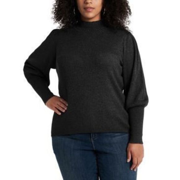 1.STATE Trendy Plus Size Balloon-Sleeve Sweater Rich Black 1X - Picture 1 of 1